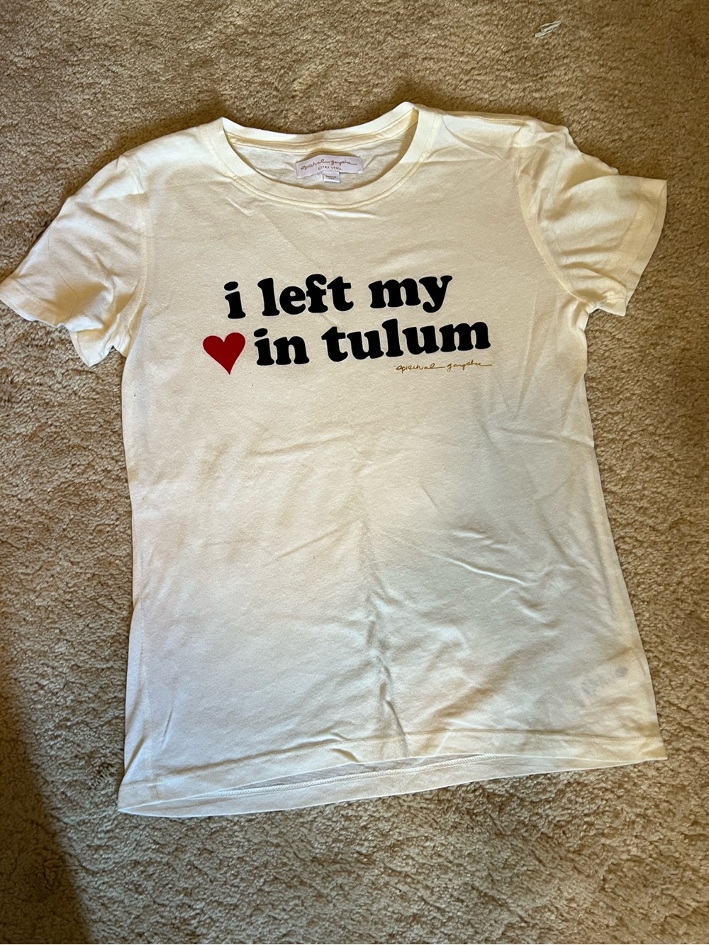Spiritual Gangster Cream "I Left My ♥ in Tulum"  Tee XS
